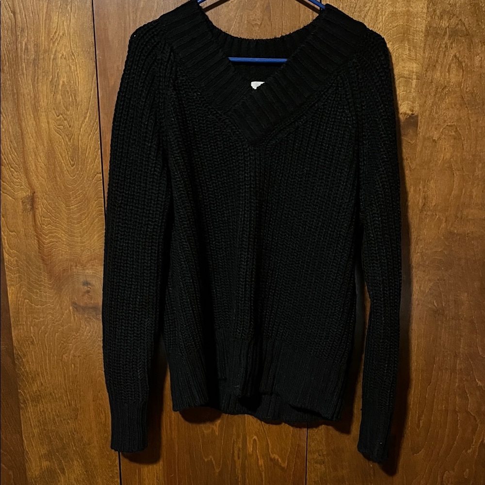 a.n.a Black Ribbed Knit Sweater